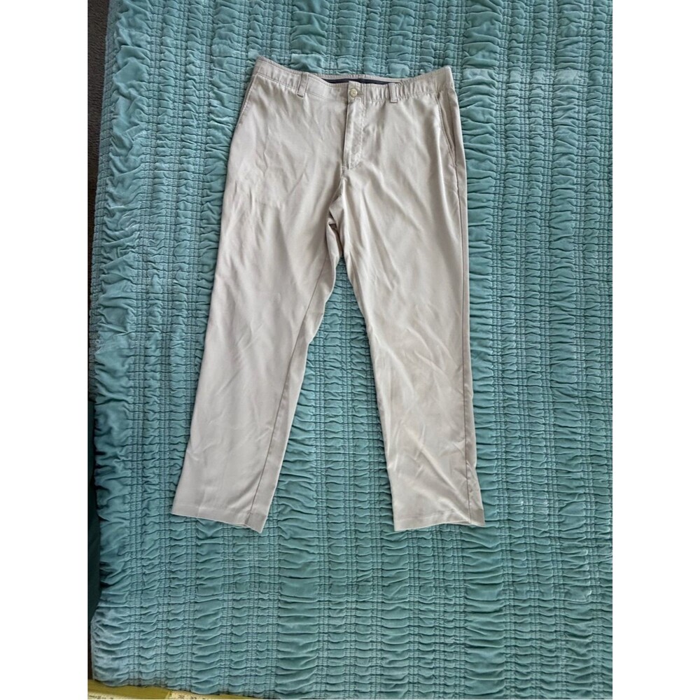 PGA Tour Men's Slim Straight Khaki Pants in Light Tan